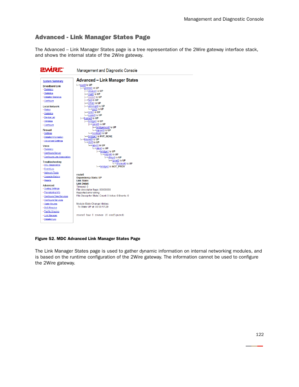 Advanced - link manager states page | 2Wire Gateway None User Manual | Page 127 / 139