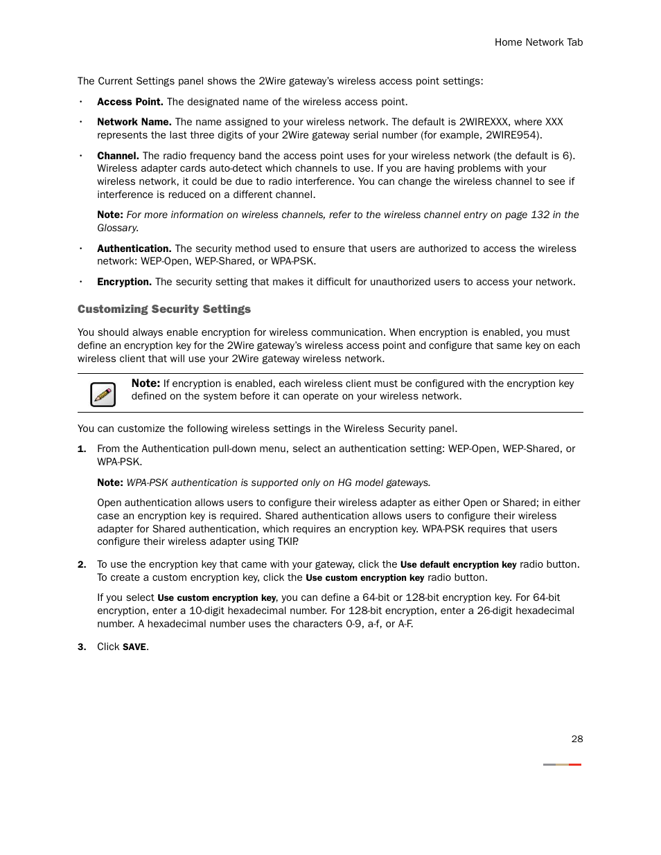Customizing security settings | 2Wire Gateway None User Manual | Page 33 / 139