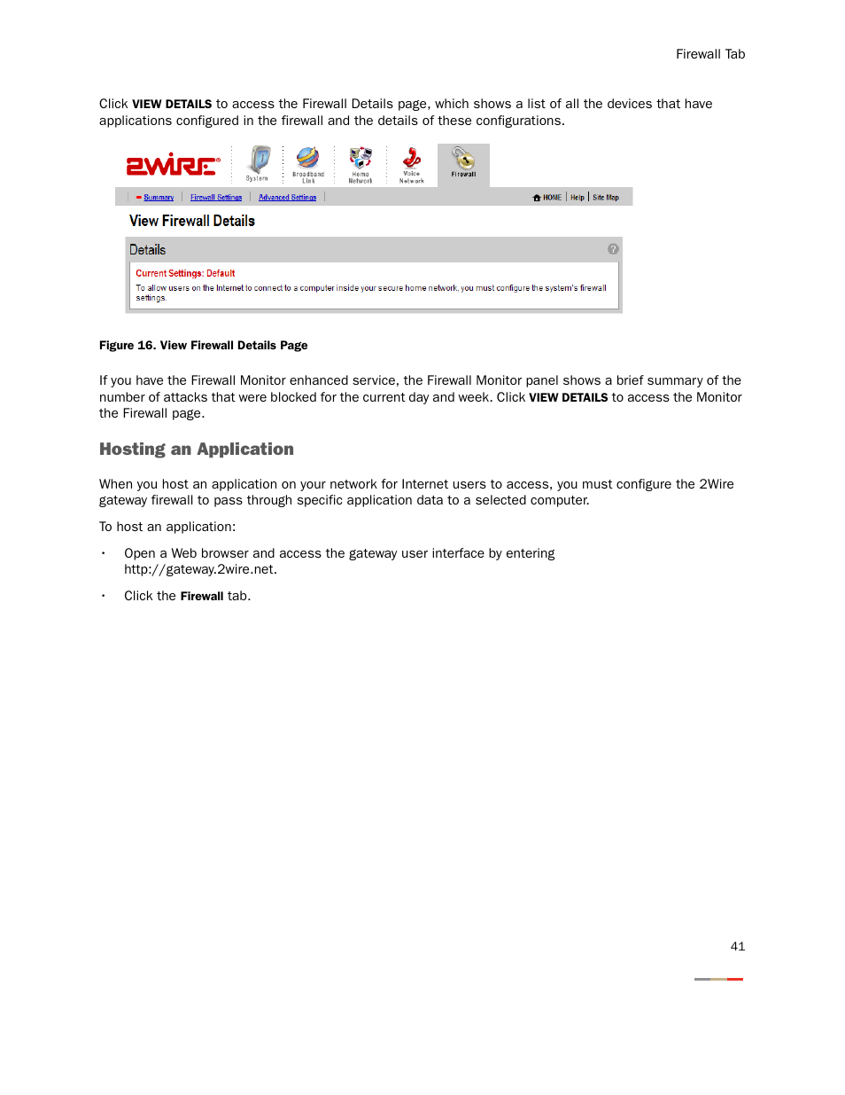 Hosting an application | 2Wire Gateway None User Manual | Page 46 / 139