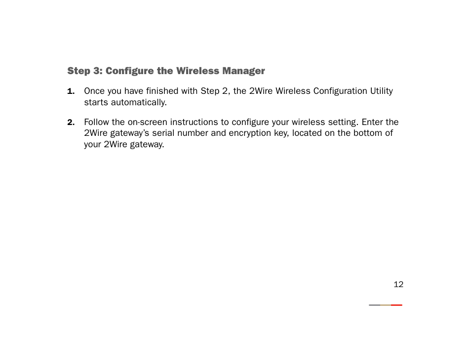 Step 3: configure the wireless manager | 2Wire 802.11g User Manual | Page 14 / 29