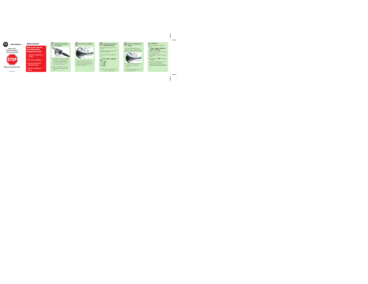 Motorola HS801 User Manual | 1 page