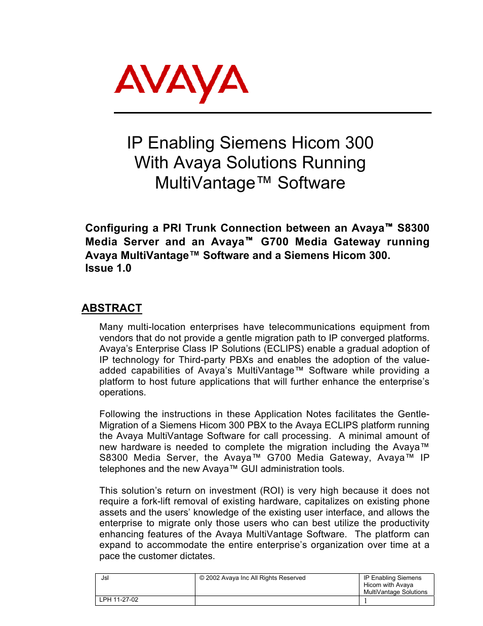 Avaya S8300 User Manual | 22 pages