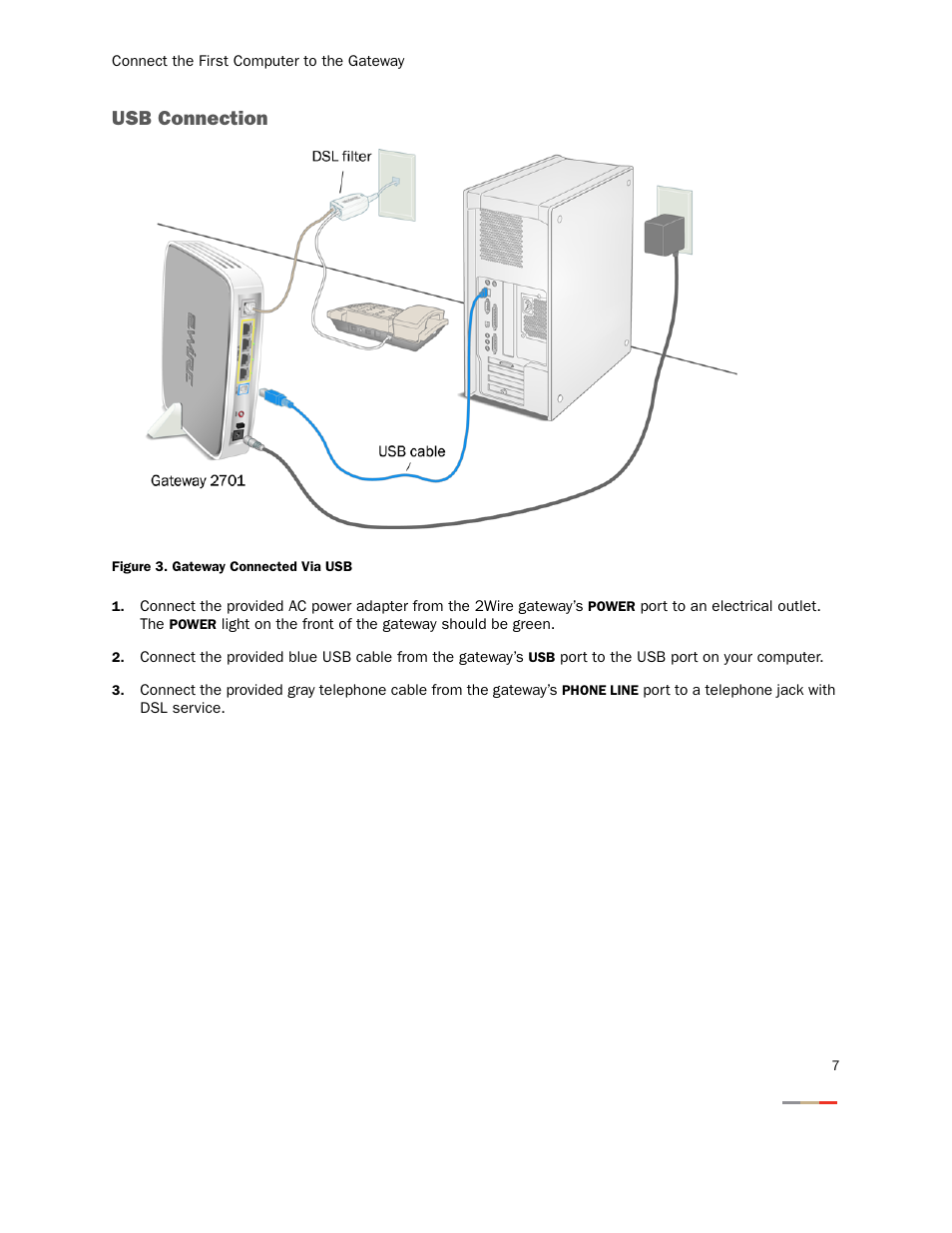 Usb connection | 2Wire 2701HGV-W User Manual | Page 10 / 30