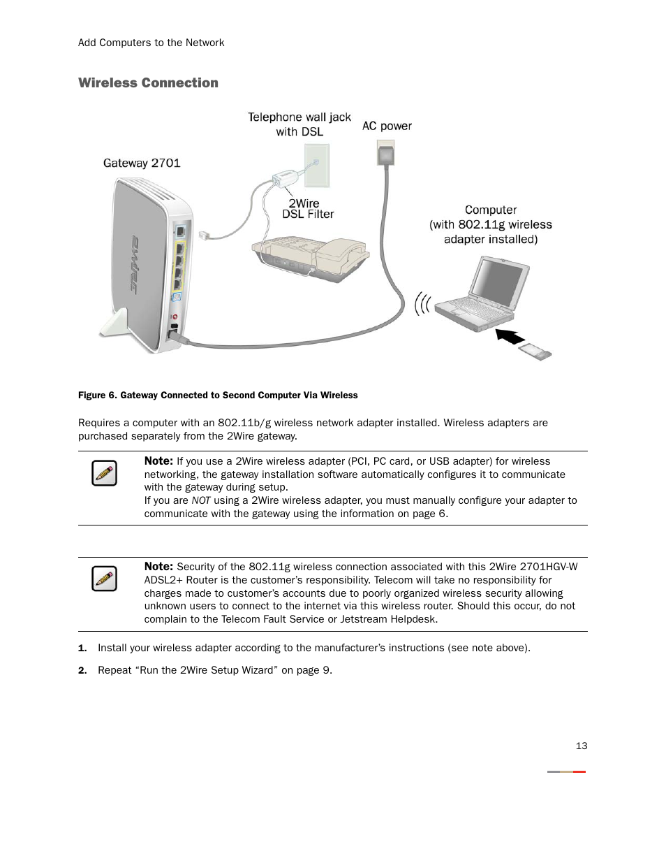 Wireless connection | 2Wire 2701HGV-W User Manual | Page 16 / 30