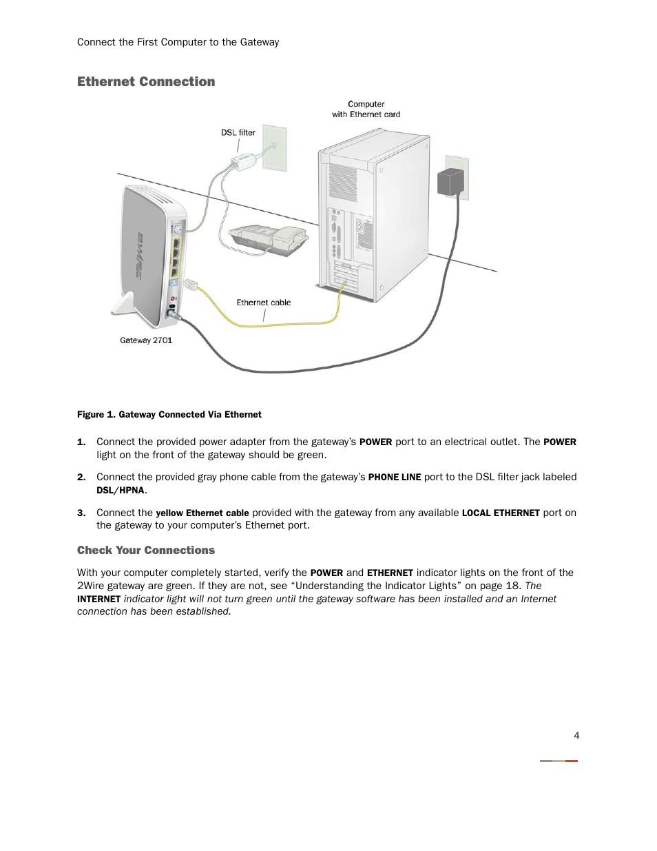 Ethernet connection | 2Wire 2701HGV-W User Manual | Page 7 / 30