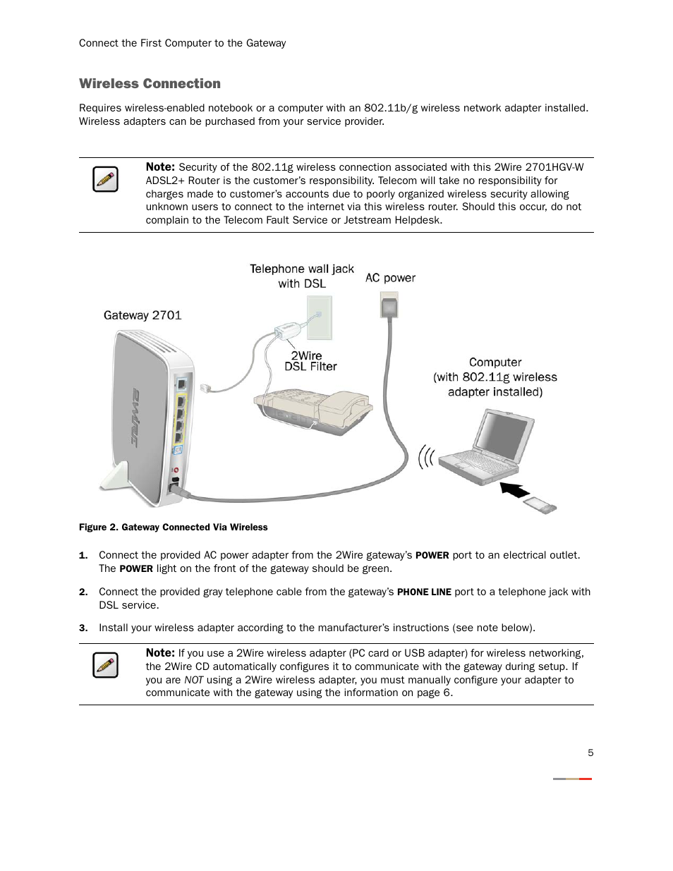 Wireless connection | 2Wire 2701HGV-W User Manual | Page 8 / 30