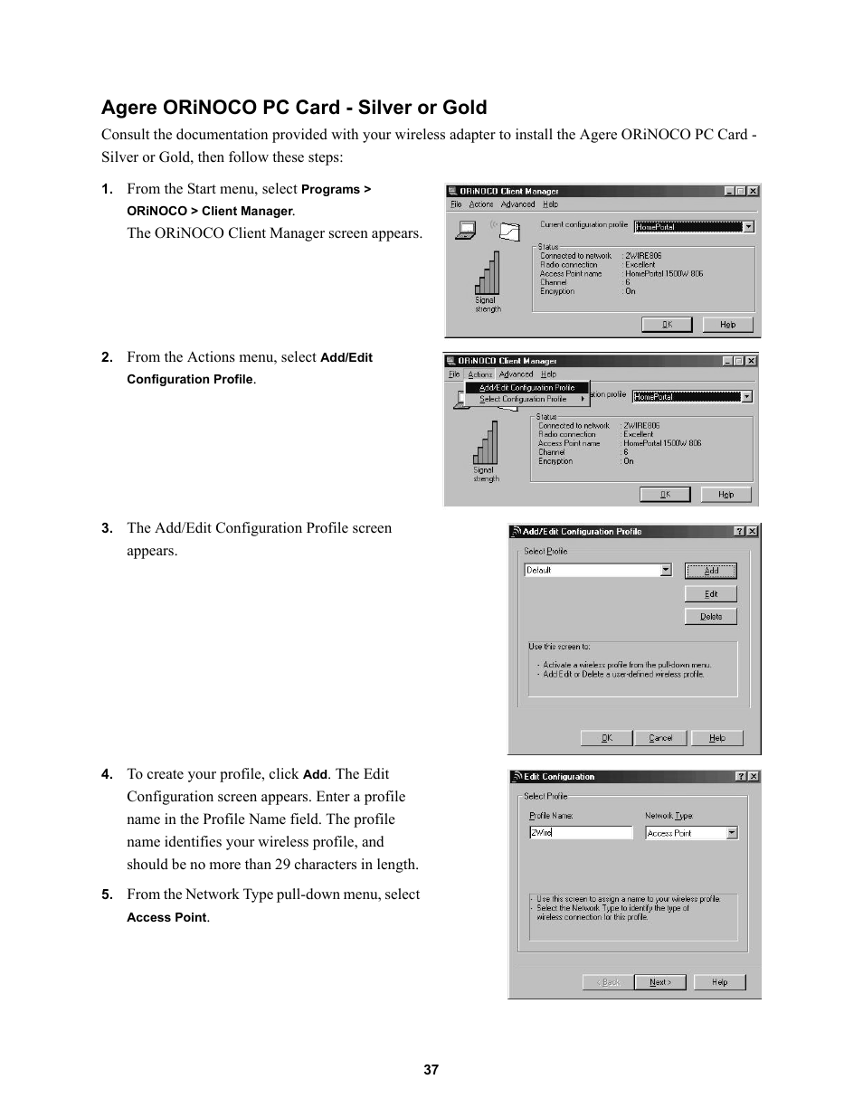 Agere orinoco pc card - silver or gold | 2Wire 1000SW User Manual | Page 41 / 54