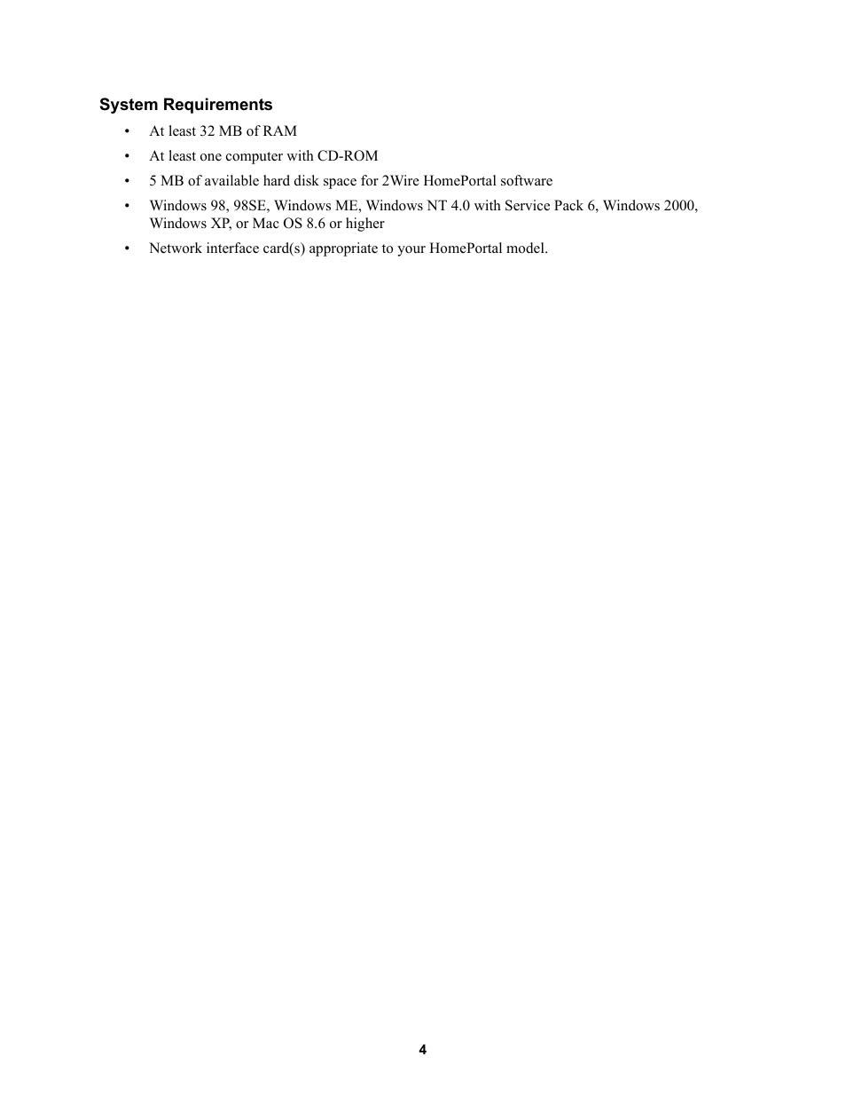 System requirements | 2Wire 1000SW User Manual | Page 8 / 54