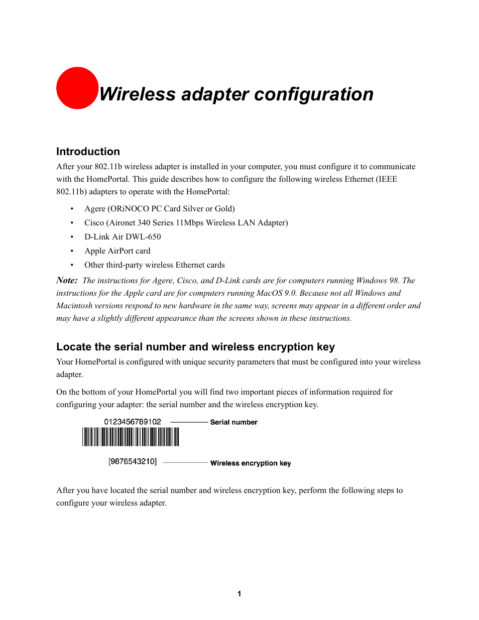 Wireless adapter configuration | 2Wire third-party wireless Ethernet adapters User Manual | Page 5 / 19
