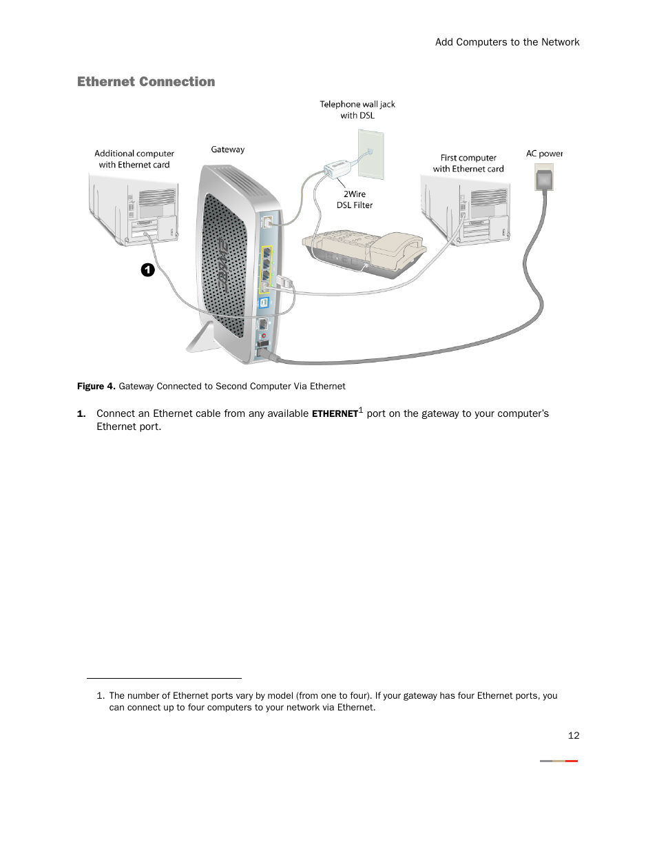Ethernet connection | 2Wire 2000 Series User Manual | Page 16 / 29