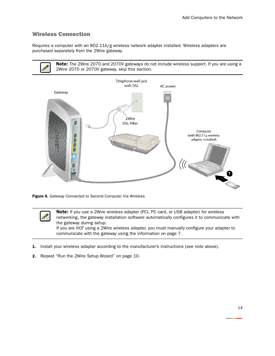 Wireless connection | 2Wire 2000 Series User Manual | Page 18 / 29