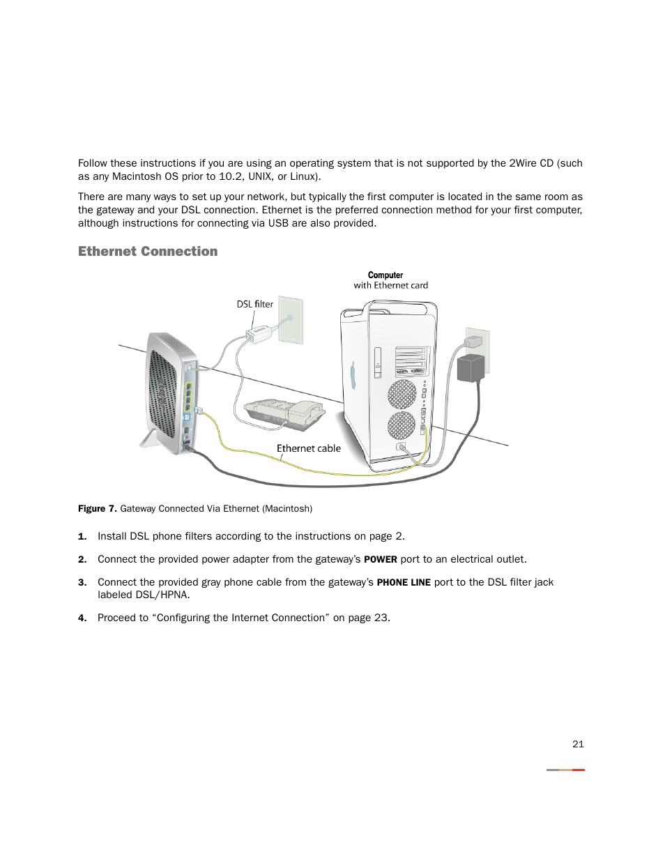 Ethernet connection | 2Wire 2000 Series User Manual | Page 25 / 29