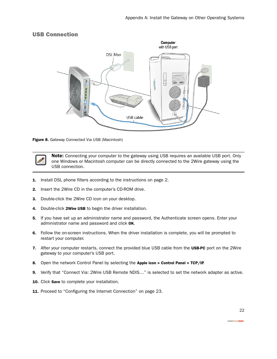 Usb connection | 2Wire 2000 Series User Manual | Page 26 / 29