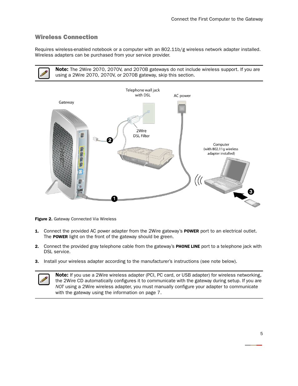 Wireless connection | 2Wire 2000 Series User Manual | Page 9 / 29