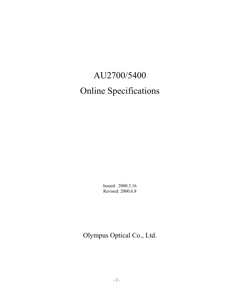 Olympus AU2700 User Manual | Page 2 / 65