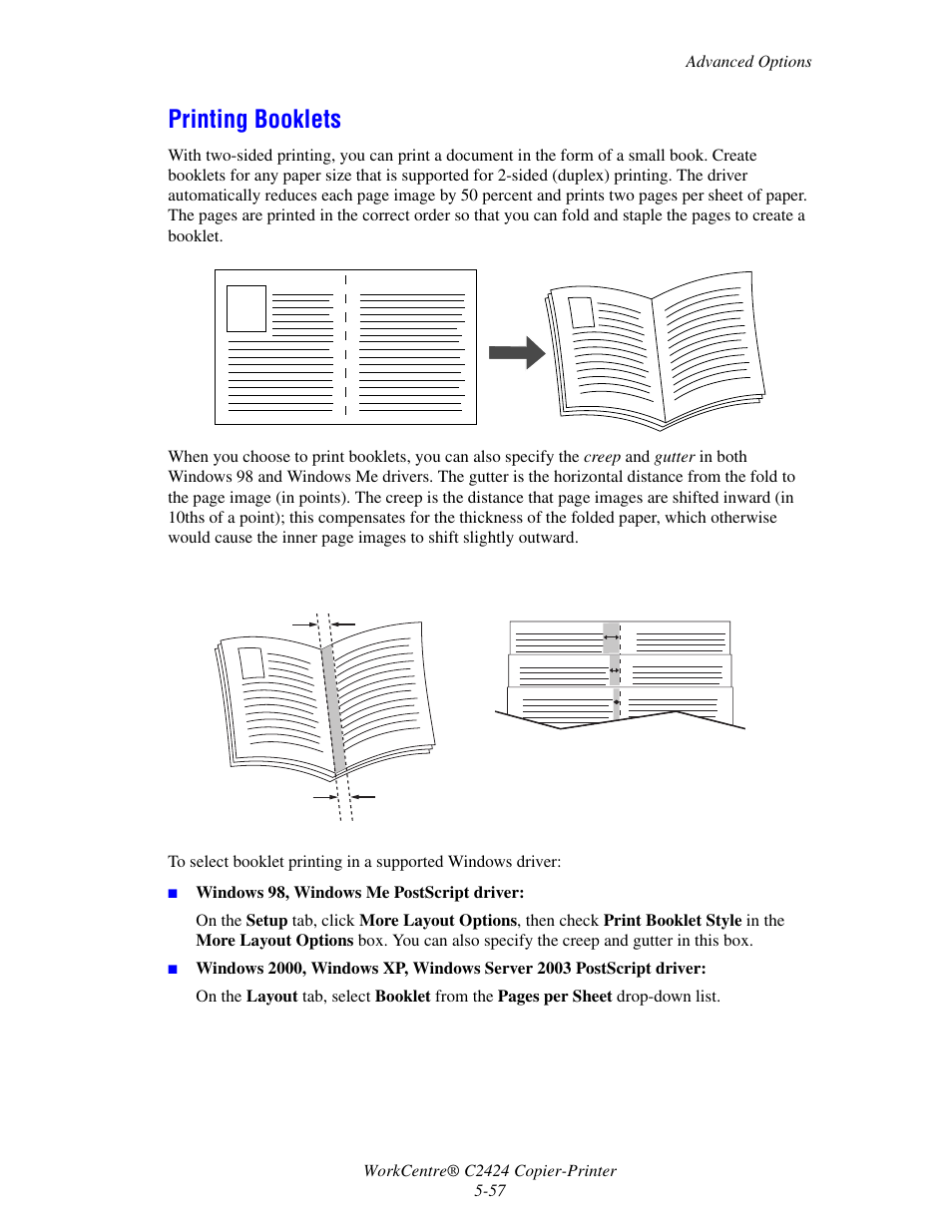 Printing booklets | Xerox WorkCentre C2424 User Manual | Page 57 / 65