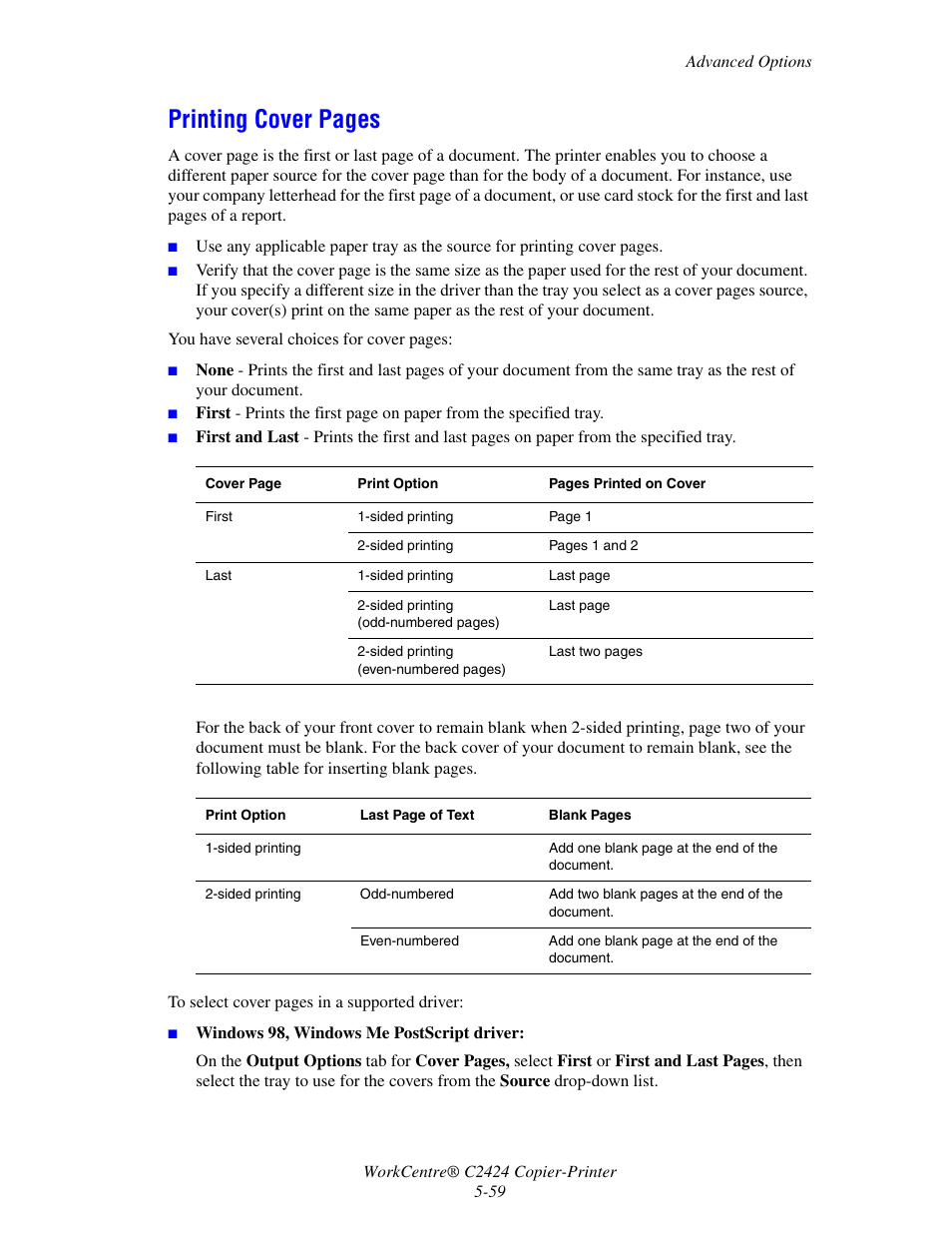 Printing cover pages | Xerox WorkCentre C2424 User Manual | Page 59 / 65