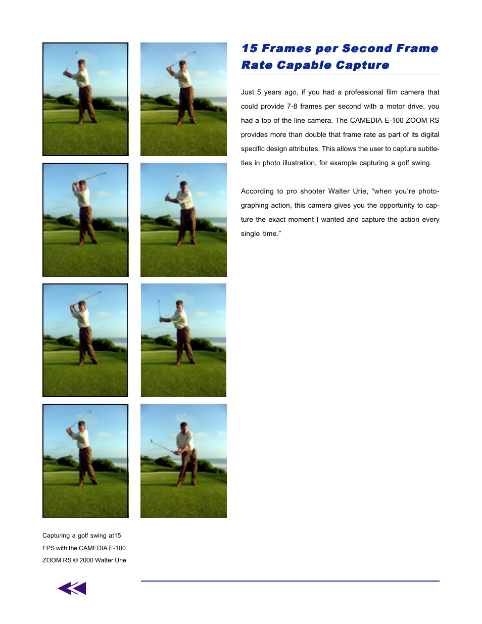 15 frames per second frame | Olympus E-100 ZOOM RS User Manual | Page 8 / 16