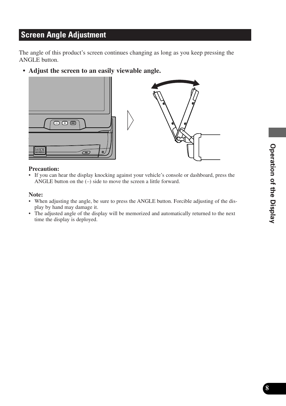 Screen angle adjustment | Pioneer AVX-7300 User Manual | Page 13 / 28