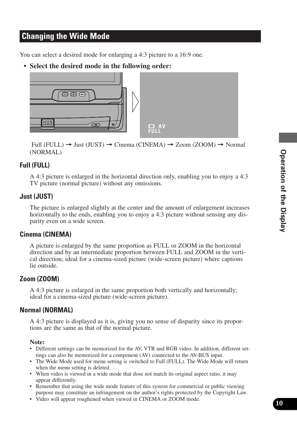 Changing the wide mode | Pioneer AVX-7300 User Manual | Page 15 / 28