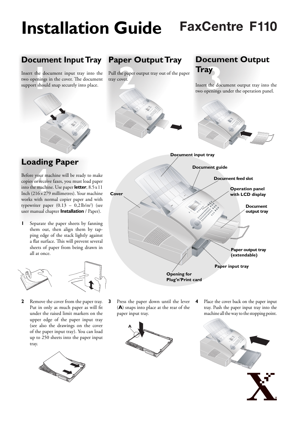 Xerox FaxCentre F110 User Manual | 4 pages