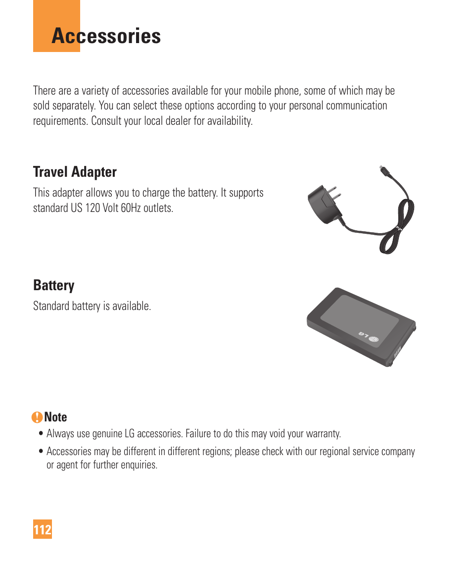 Accessories | LG Vu Plus User Manual | Page 116 / 150