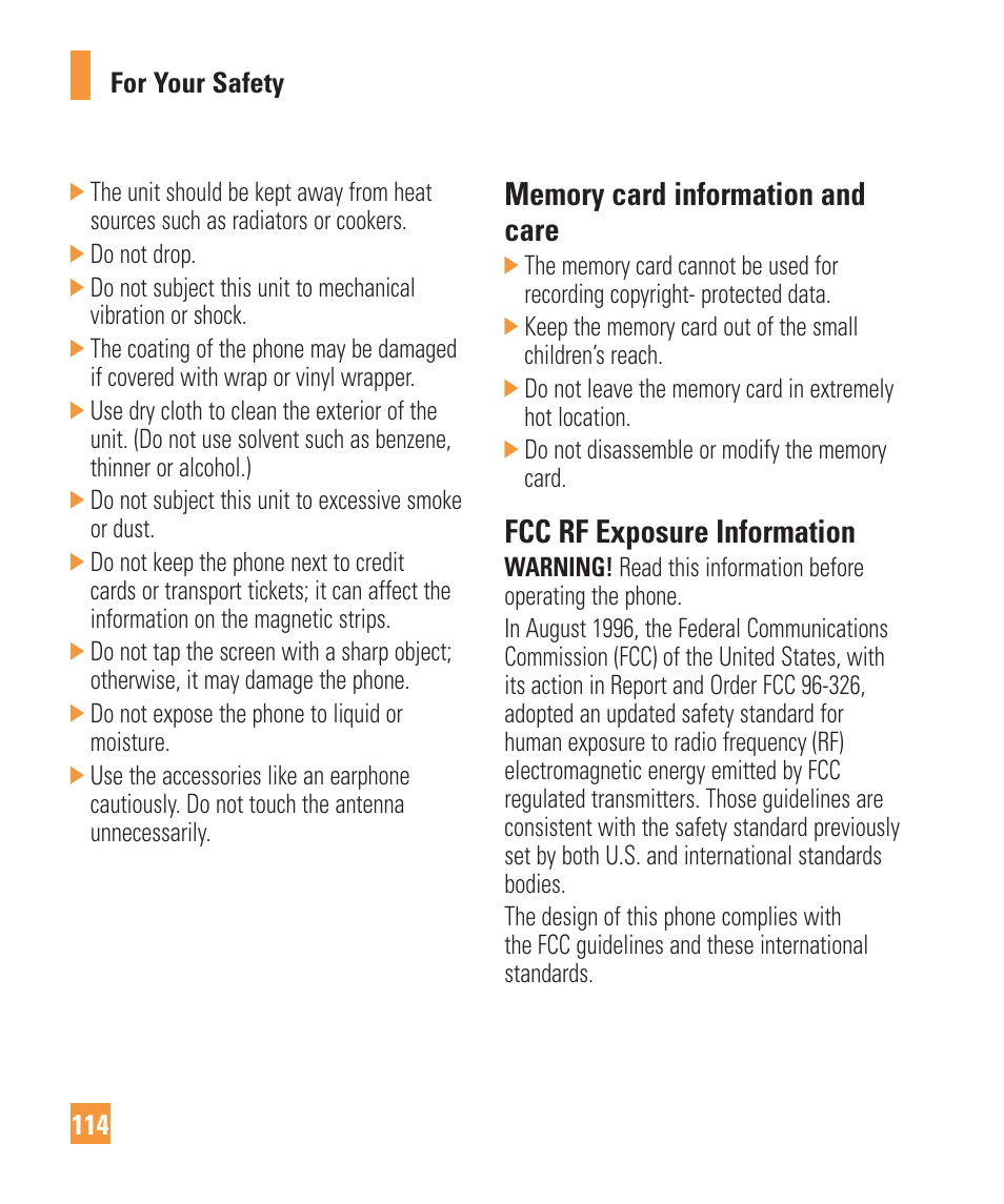 Fcc rf exposure information | LG Vu Plus User Manual | Page 118 / 150