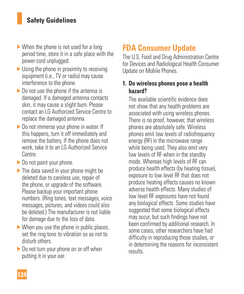 Fda consumer update | LG Vu Plus User Manual | Page 128 / 150