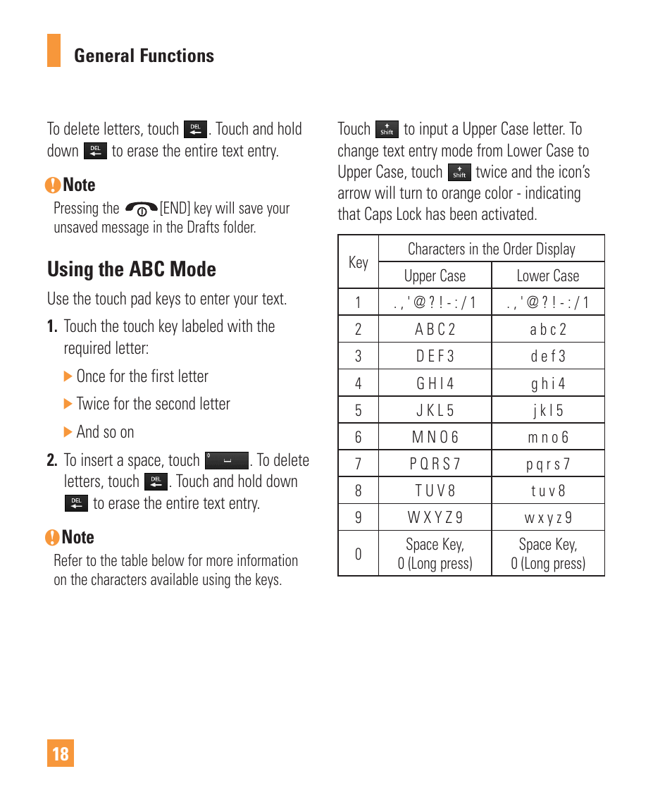 Using the abc mode | LG Vu Plus User Manual | Page 22 / 150