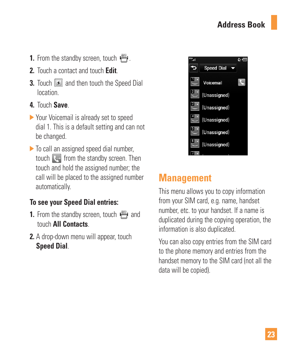 Management | LG Vu Plus User Manual | Page 27 / 150