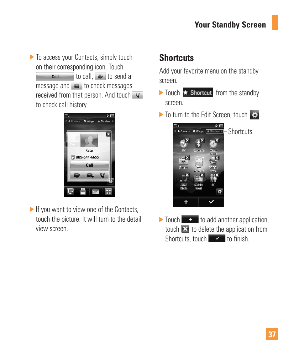 Shortcuts | LG Vu Plus User Manual | Page 41 / 150