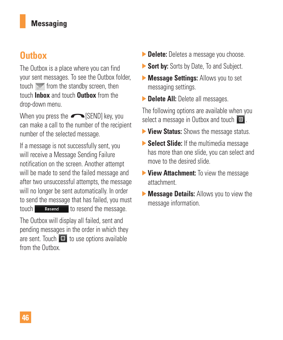 Outbox | LG Vu Plus User Manual | Page 50 / 150