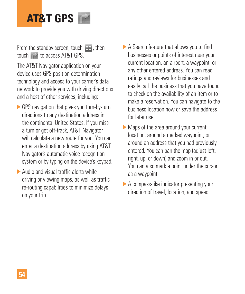 At&t gps | LG Vu Plus User Manual | Page 58 / 150