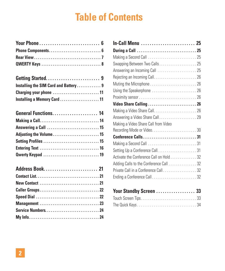 LG Vu Plus User Manual | Page 6 / 150