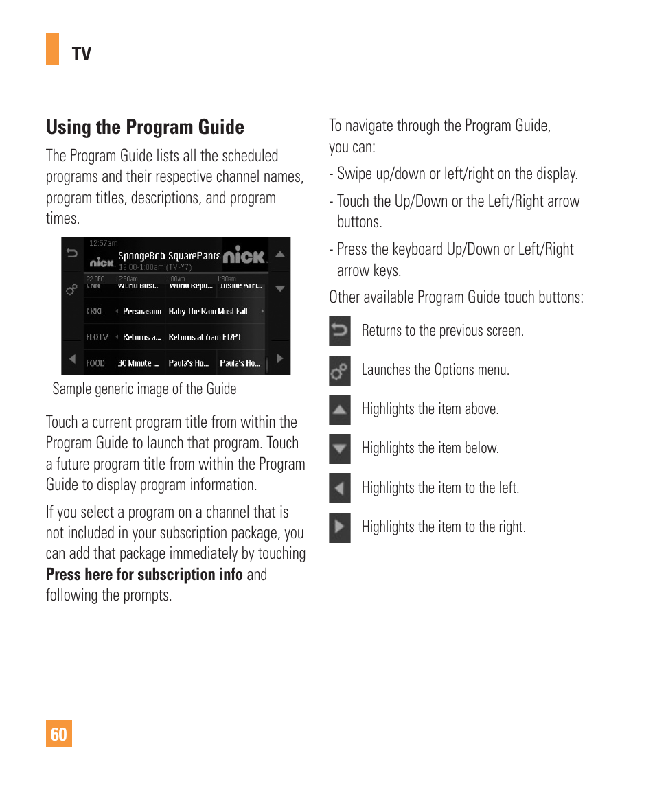 Using the program guide | LG Vu Plus User Manual | Page 64 / 150