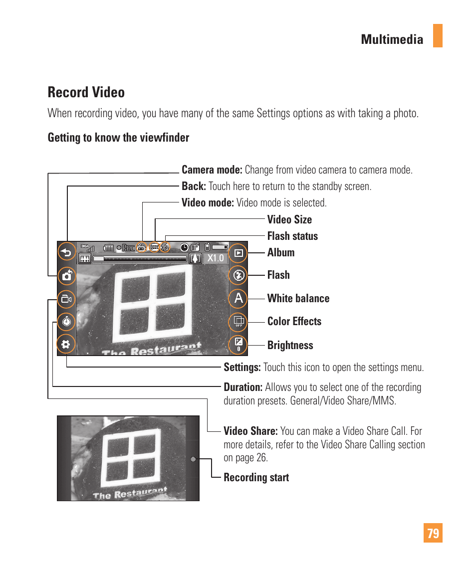 Record video | LG Vu Plus User Manual | Page 83 / 150