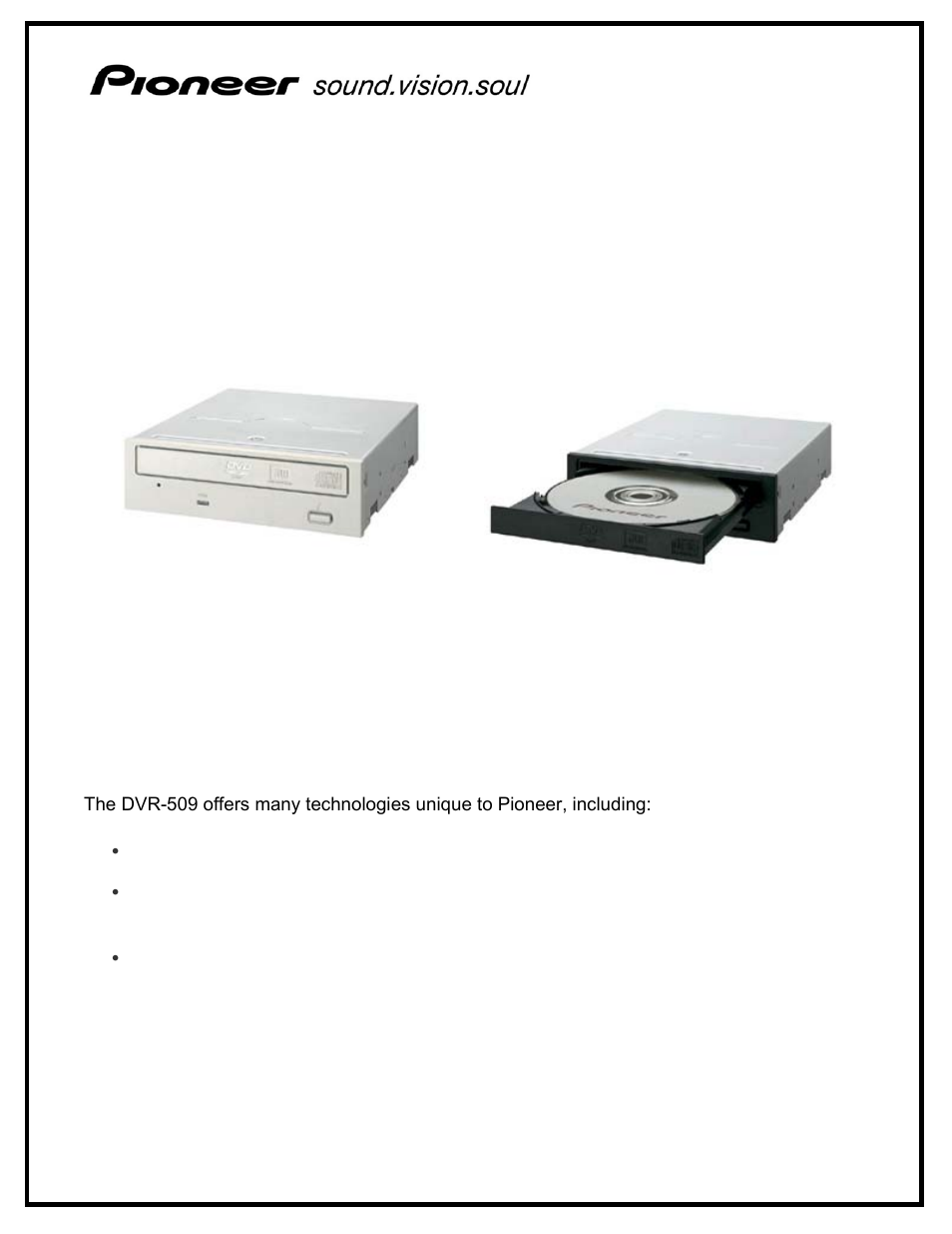 Pioneer DVR-509 User Manual | 2 pages