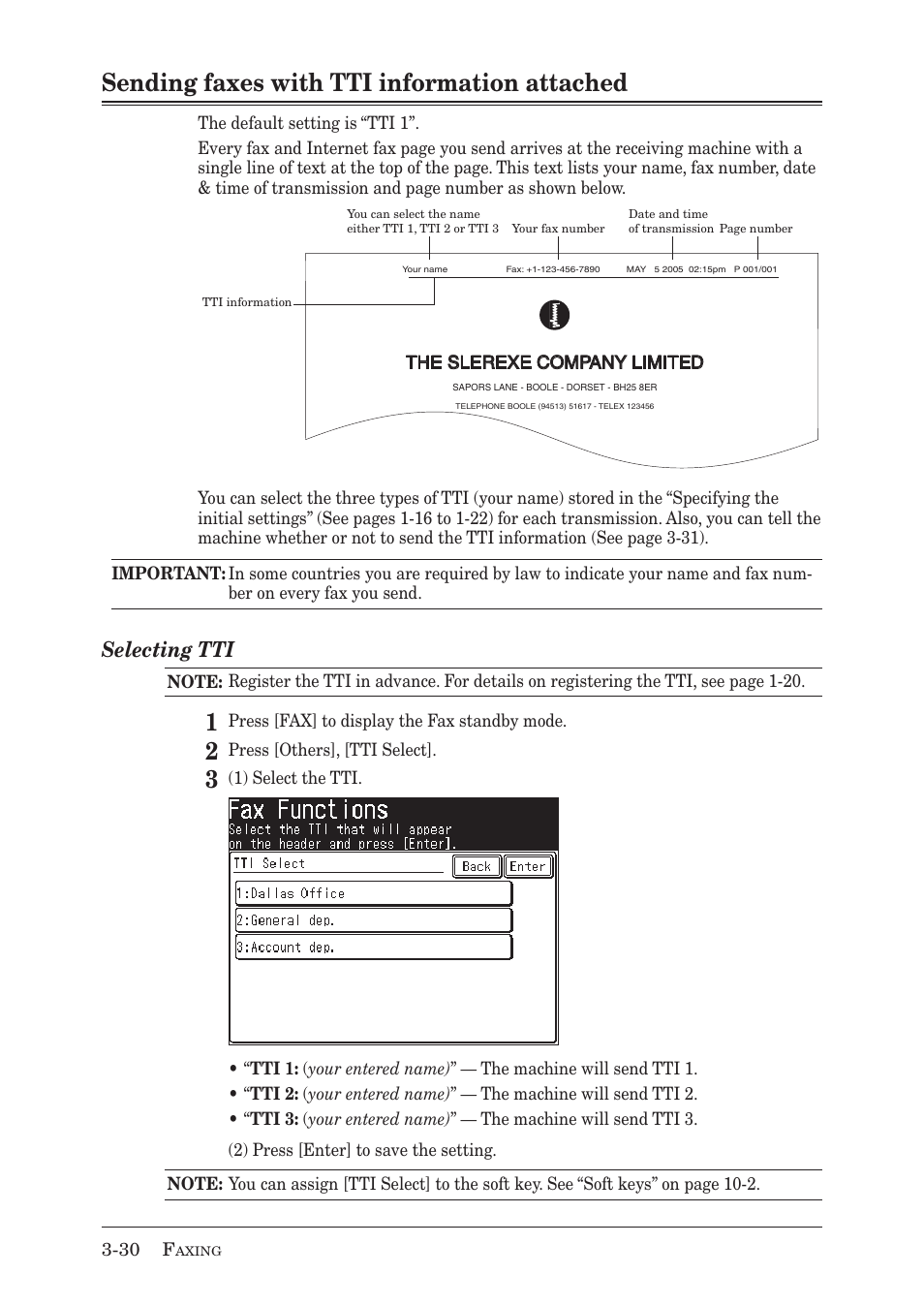 Sending faxes with tti information attached, Selecting tti | Muratec MX-2030 User Manual | Page 112 / 396