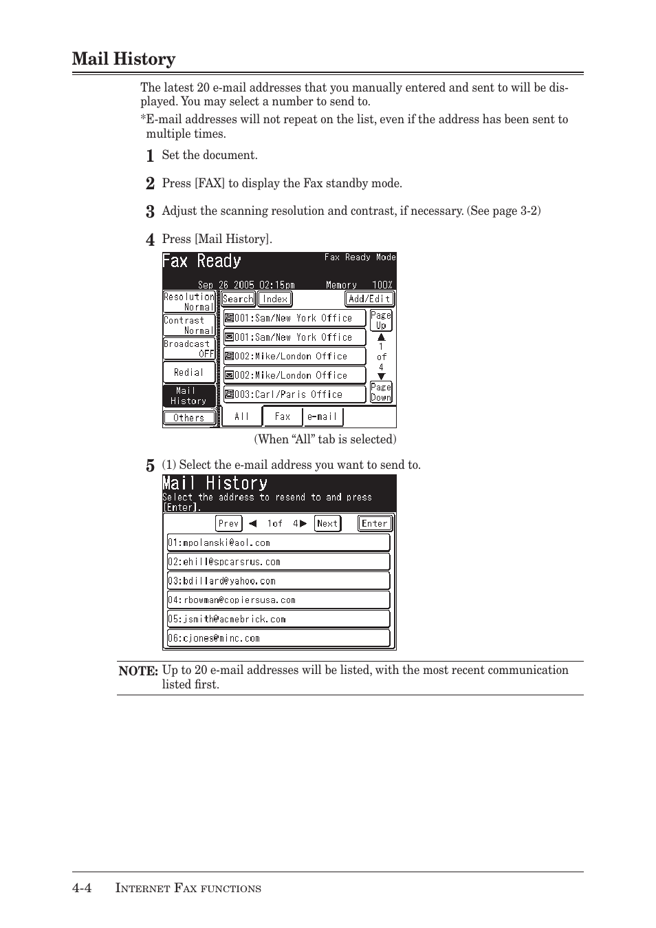 Mail history | Muratec MX-2030 User Manual | Page 144 / 396