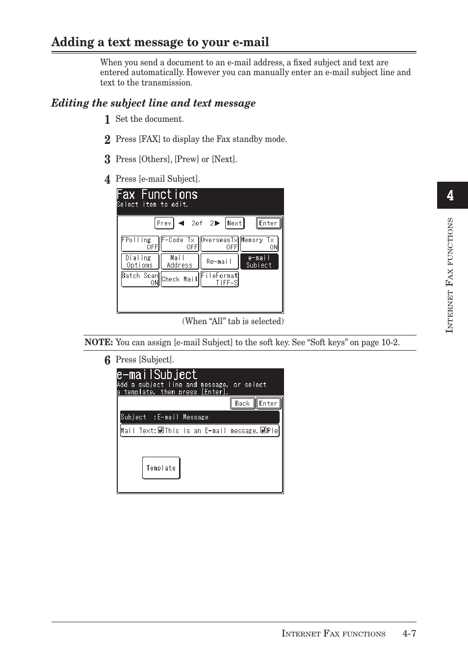 Adding a text message to your e-mail | Muratec MX-2030 User Manual | Page 147 / 396