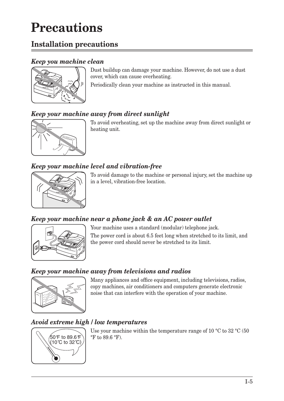 Precautions | Muratec MX-2030 User Manual | Page 15 / 396