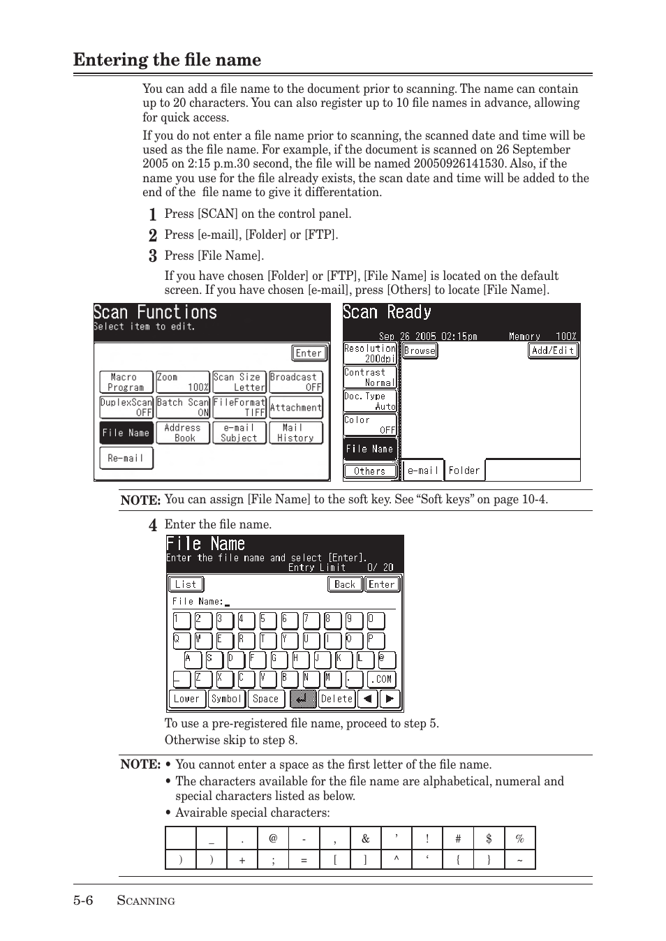 Entering the ﬁle name | Muratec MX-2030 User Manual | Page 160 / 396