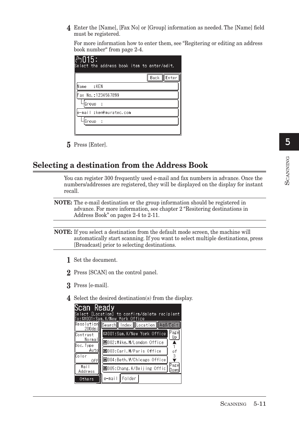 Selecting a destination from the address book | Muratec MX-2030 User Manual | Page 165 / 396
