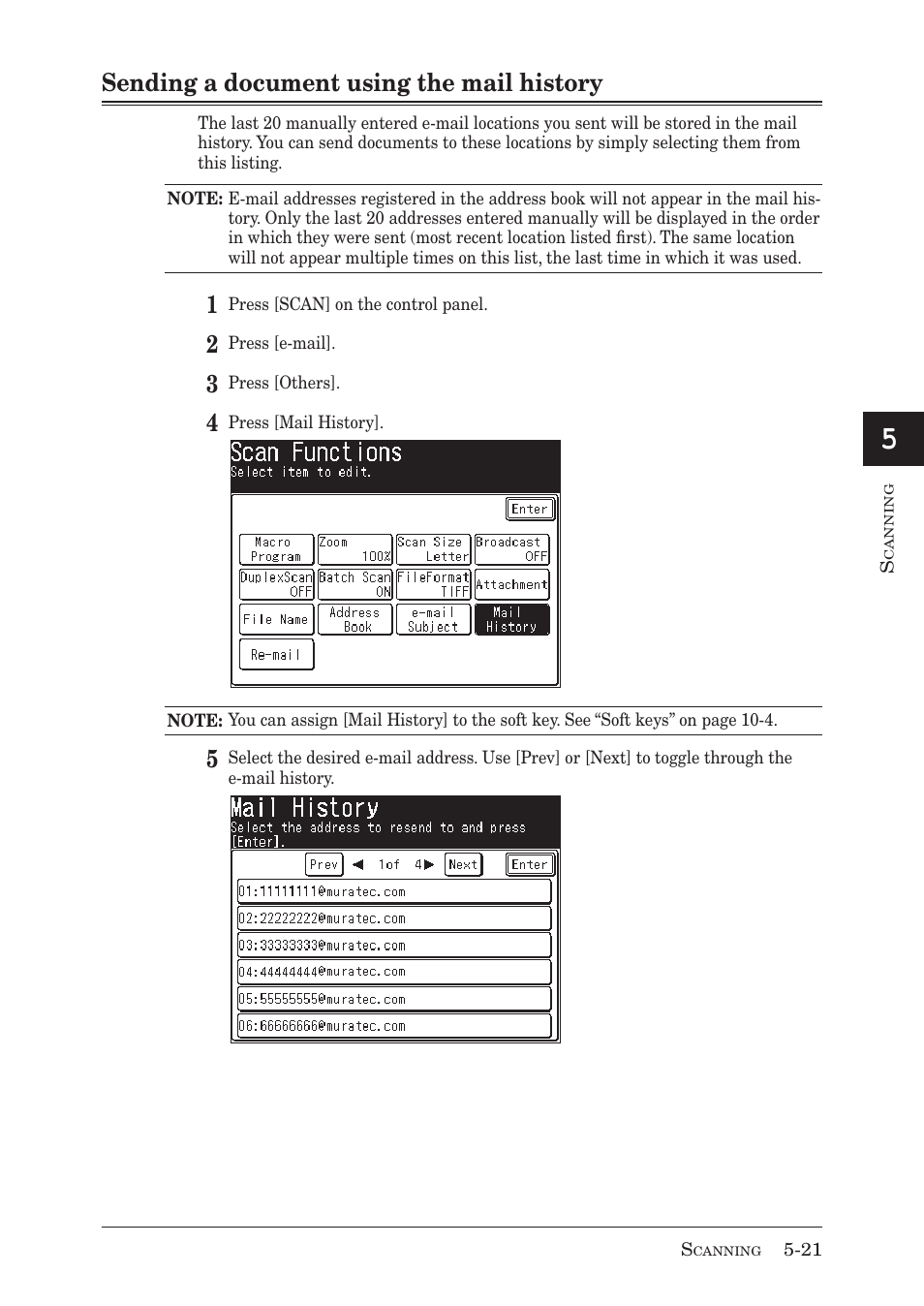 Sending a document using the mail history | Muratec MX-2030 User Manual | Page 175 / 396