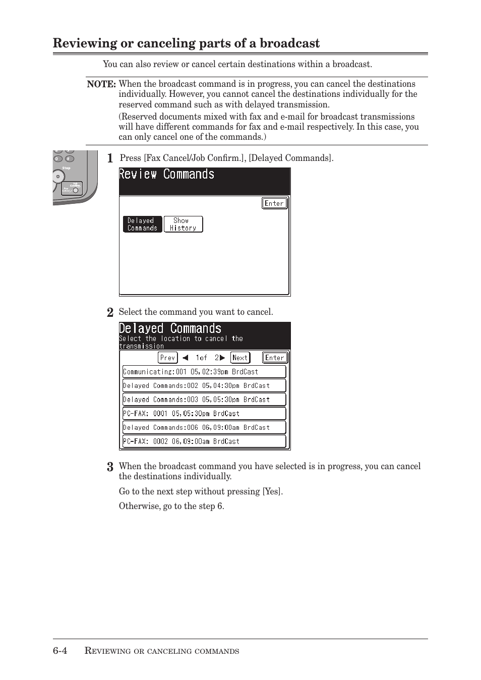 Reviewing or canceling parts of a broadcast | Muratec MX-2030 User Manual | Page 224 / 396