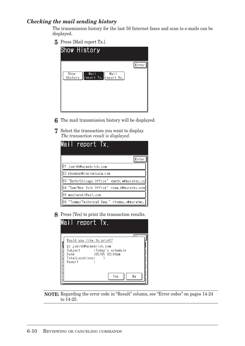 Checking the mail sending history | Muratec MX-2030 User Manual | Page 230 / 396