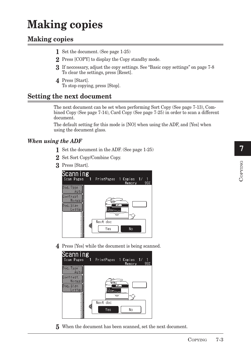 Making copies, Setting the next document | Muratec MX-2030 User Manual | Page 235 / 396