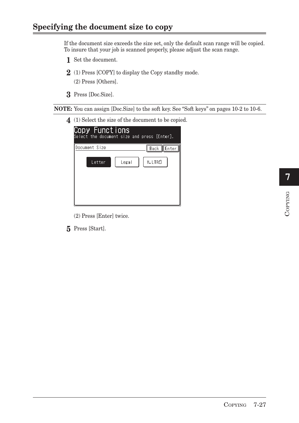 Specifying the document size to copy | Muratec MX-2030 User Manual | Page 259 / 396
