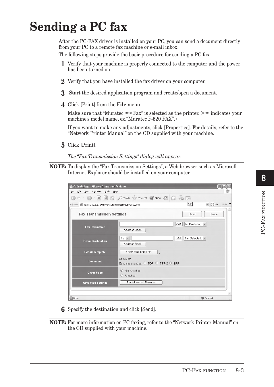 Sending a pc fax | Muratec MX-2030 User Manual | Page 263 / 396