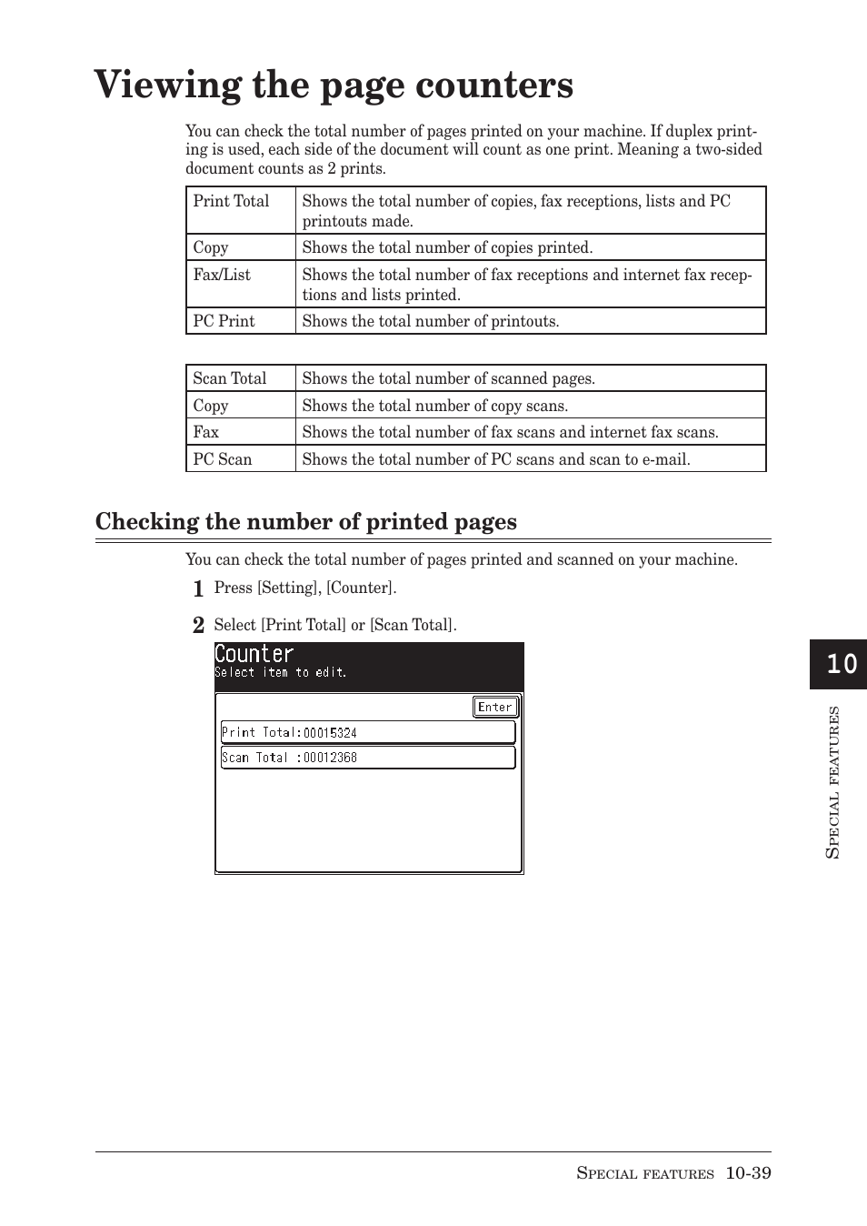 Viewing the page counters, Checking the number of printed pages | Muratec MX-2030 User Manual | Page 307 / 396